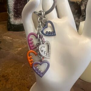 Coach Hearts with Crystals Key Fob Bag Charm
